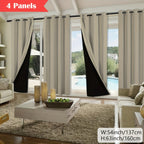 100% Blackout Curtains 4-Panel – Coated Lining Grommet Top for Total Darkness, Privacy Drapes for Bedroom Living Room Kitchen Bathroom, 8 Colors 9 Sizes