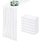 6-Pack Boho Gauze Table Runners 21.7x72.8 Inch Semi-Sheer Cheesecloth Fabric Wedding Baby Shower Birthday Farmhouse Home Decor