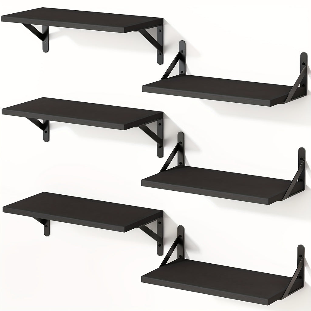 Farmhouse Floating Wall Shelves 3/6pcs Heavy Duty Long Ledge Shelf Set for Bedroom, Bathroom, Living Room & Kitchen Decor, Wall Mounted Storage Shelving for Home Organization