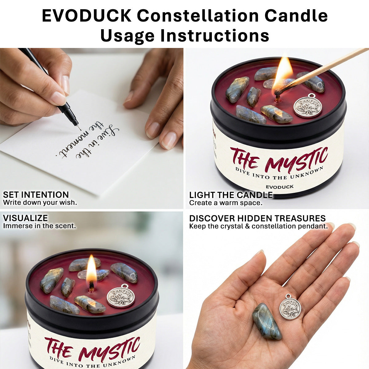 Zodiac Scented Soy Wax Candle with Hidden Pendant & Real Crystal Inside – All 12 Signs, Spiritual Mystery Home Fragrance Gift for Girlfriend, Wife, Women – Valentine's Day & Birthday Present