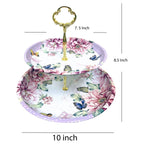 2 Tier Floral Metal Cake Stand Dessert Tower - Vintage Pastry Cupcake Serving Tray for Tea Party, Baby Shower, Birthday & Wedding Table Centerpiece Decoration