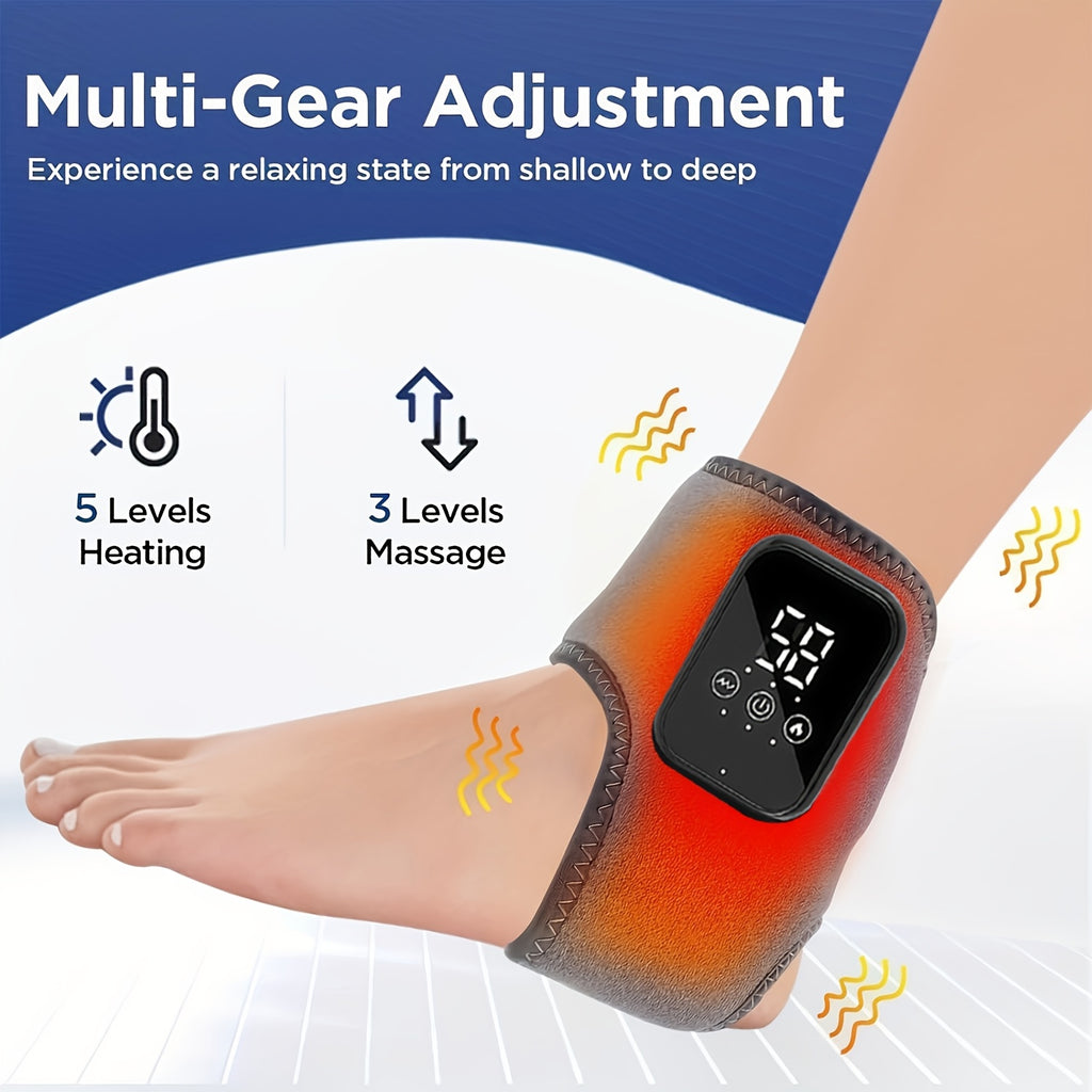 Heated Ankle Foot Massager with Temperature Control & Vibration – Wireless Smart Timed Electric Massager, Adjustable Intensity, Removable Pads, Ideal Gift for Men & Women