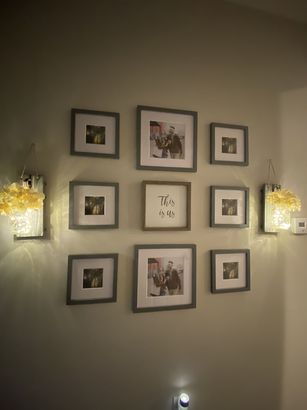 Mason Jar Wall Decor Set of 2 – Rustic Farmhouse Wall Sconces with Ivory Hydrangea Flowers & Light Fixture | Handmade Home Decor