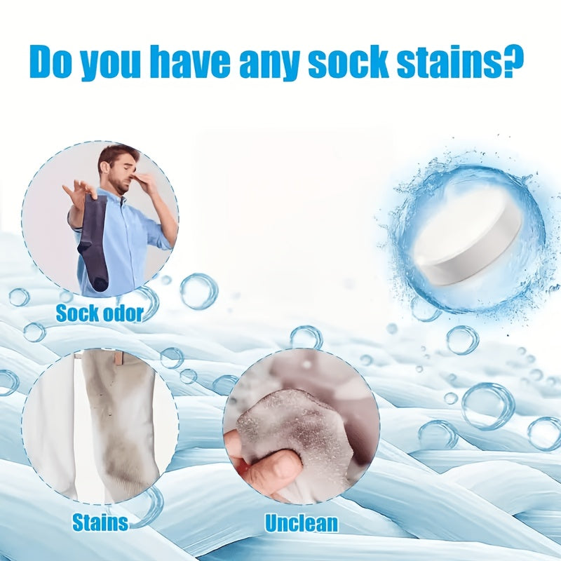 Sock Cleaning Tablets 12-Pack Deep Penetrating Clean Odor Neutralizing Sweat and Stain Remover Laundry Soak Tablets for Socks No Scrubbing Needed