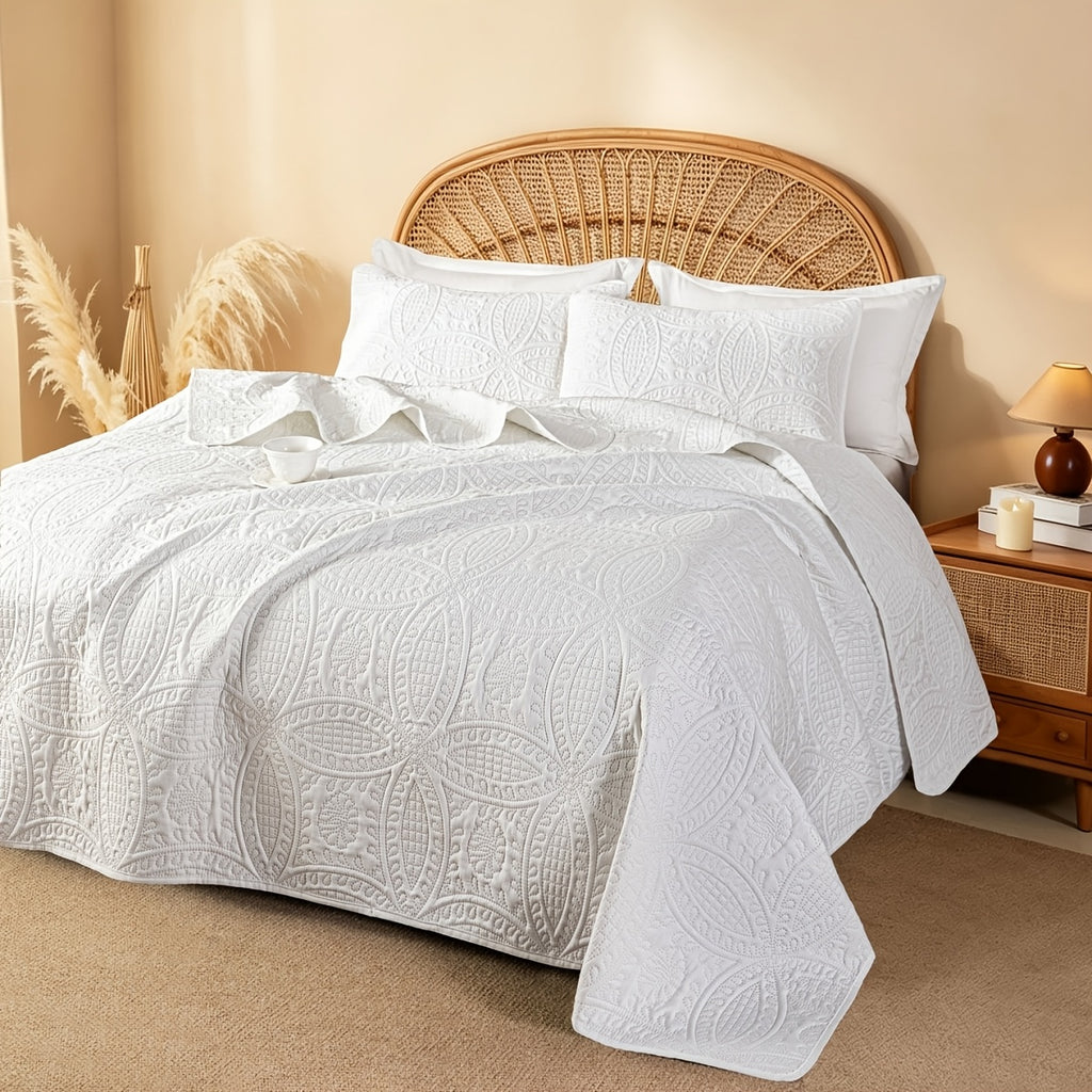 Quilted Bedspread Set Lightweight Cooling Coverlet with Pillow Shams Twin Queen King Soft Breathable Summer Bedding Set Machine Washable