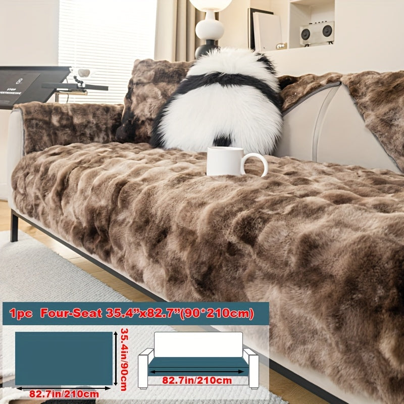Plush Gradient Velvet Sofa Cover 450-500gsm Super Soft Warm Winter Pet Friendly Non-Slip Machine Washable Modern Style 1 2 3 4 Seater Living Room Couch Protector