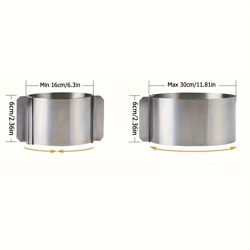 Adjustable Stainless Steel Cake Ring Mold, Set of 2 – 6.3–11.8" Expandable Mousse Ring, Heavy-Duty 400 Series, Non-Stick, for Baking Cakes, Tarts & Desserts