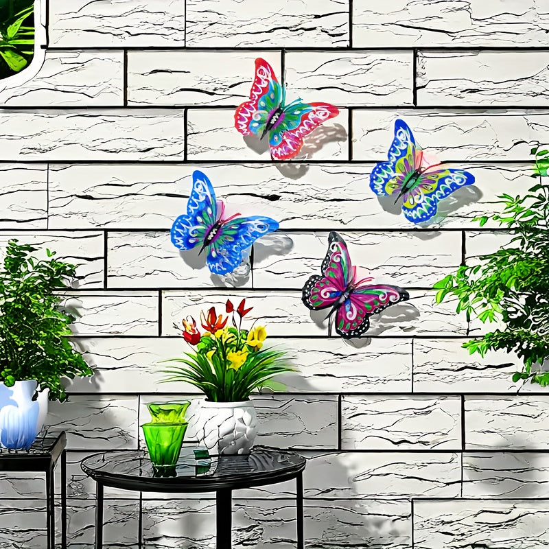 Metal Butterfly Wall Art Decorations Set of 8 – Colorful 3D Iron Butterfly Wall Decor for Garden Patio Indoor Walls, All-Season Outdoor Wall Art, Mother's Day Father's Day Gift