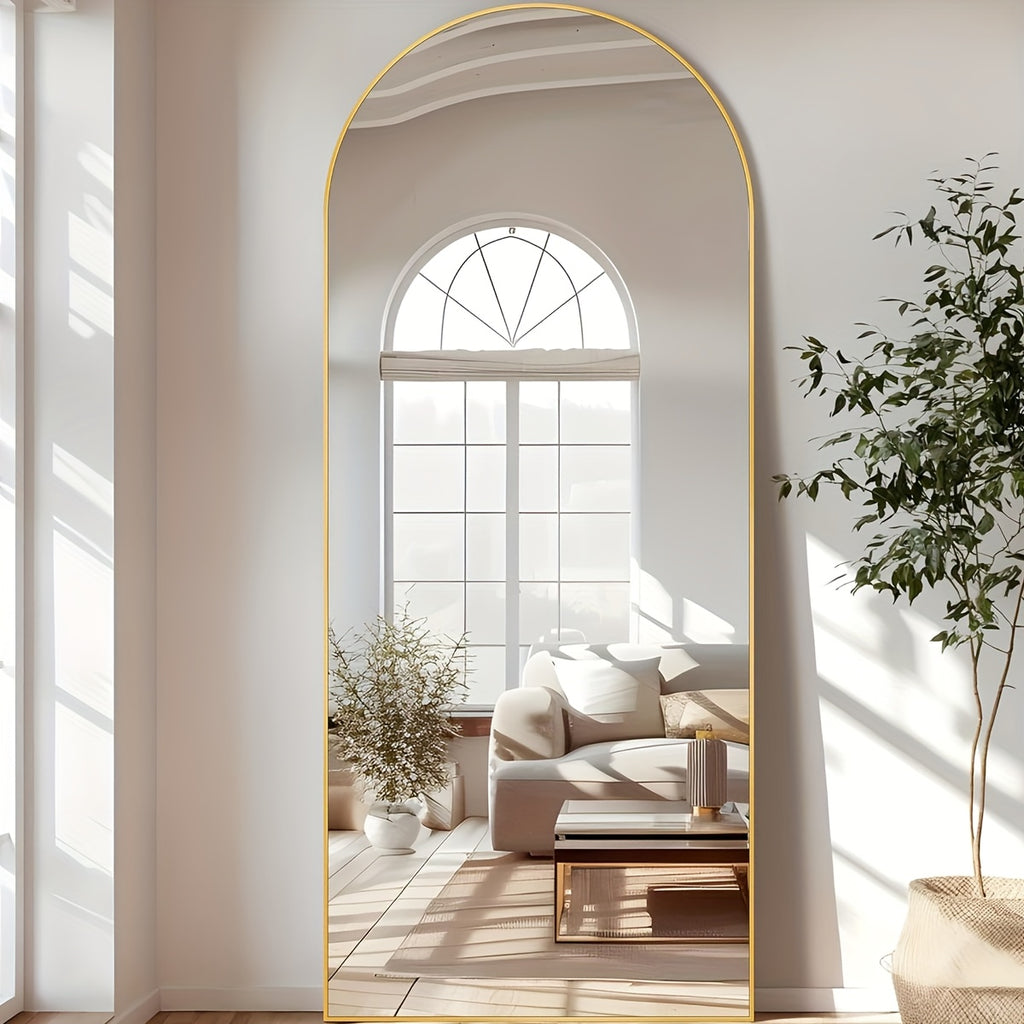 Arched Floor Mirror Full Length 58x18 Inch – Freestanding Leaning or Wall-Mounted Full Body Mirror with Rustproof Stand, Modern Arch Design for Bedroom, Living Room & Cloakroom