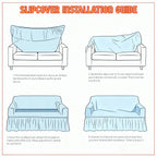 3D Jacquard Sofa Slipcover Full Cover with Elastic Skirt, Pet Proof Anti-Slip Couch Protector for 1 2 3 4 Seater Living Room Sofa, Machine Washable, Gray & Blue, 35 to 118 Inch