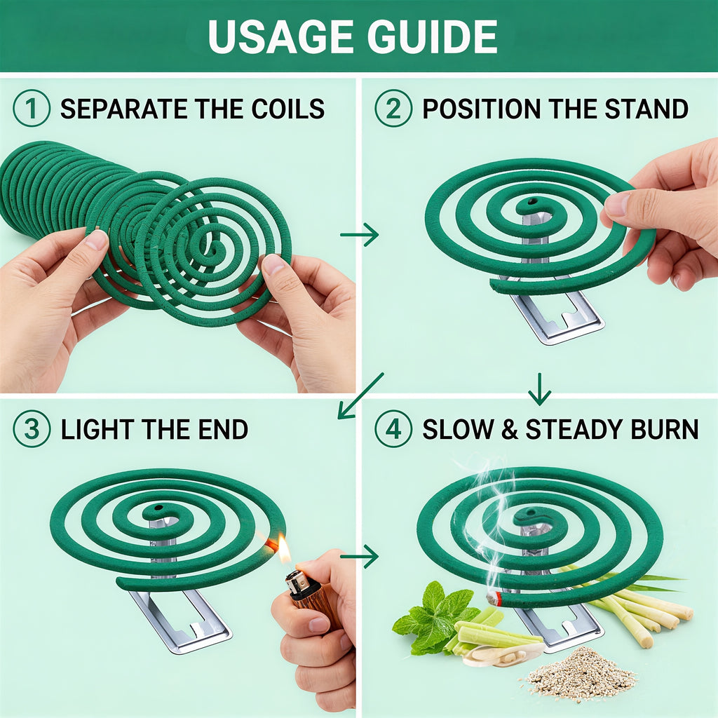Mosquito Repellent Coils Outdoor Citronella Lemongrass Large Size with Holder – Long-Lasting Bug Repellent for Patio, Garden, Camping & Backyard Summer Use