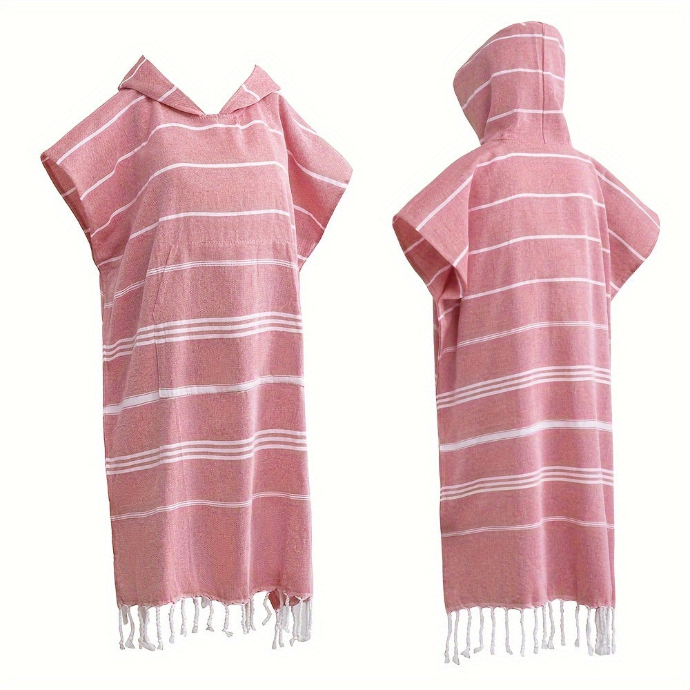 Hooded Surf Poncho Wearable Beach Towel Quick Dry Cotton Changing Robe Sandproof Lightweight for Swimming Diving Surfing Beach Bathing S L Multi Colors