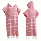 Hooded Surf Poncho Wearable Beach Towel Quick Dry Cotton Changing Robe Sandproof Lightweight for Swimming Diving Surfing Beach Bathing S L Multi Colors