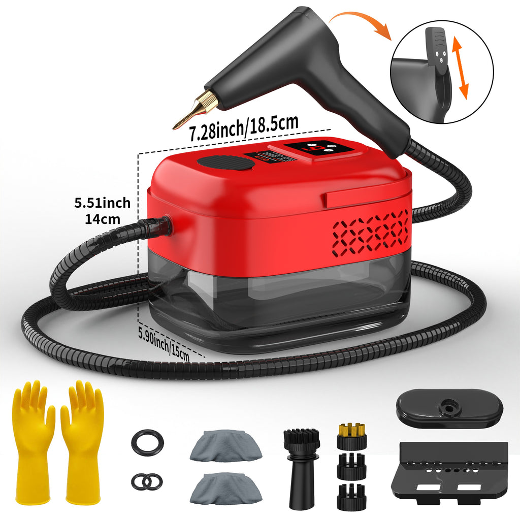 Handheld High Pressure Steam Cleaner High Temperature Portable Steam Mop LCD Display Gear Control 40oz Tank for Kitchen Carpet Sofa Upholstery