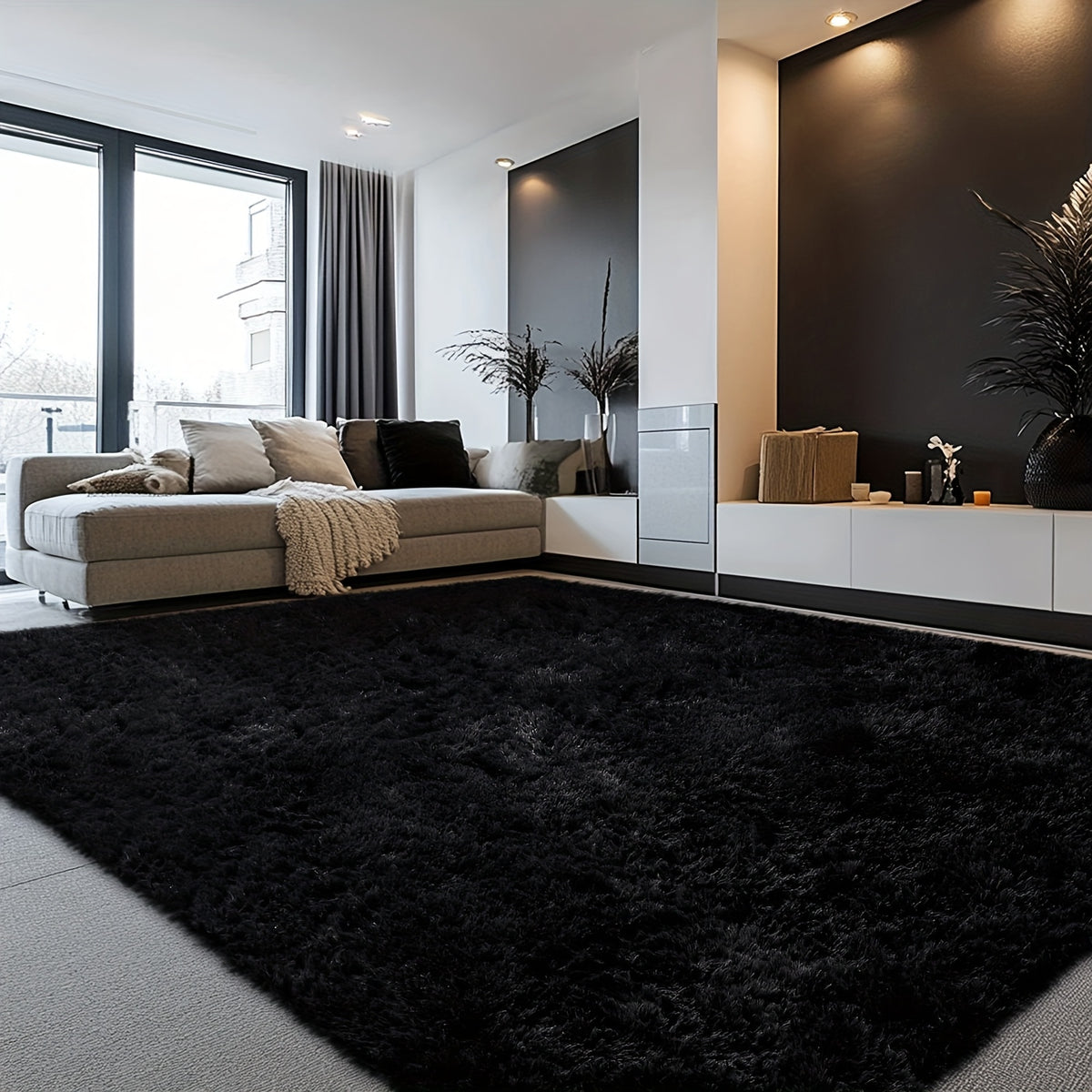 Velvet Shag Area Rug with Non-Slip Backing – Super Soft Plush Indoor Carpet for Living Room, Bedroom & Kitchen, Tie-Dye & Solid Colors, 5 Sizes