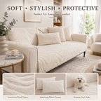 Thickened Honeycomb Velvet Sofa Seat Cover – Solid Color Minimalist Non-Slip Pet-Friendly Cushion Pad | Washable Couch Protector for Living Room, Bedroom & Office | 1-5 Seater + Armrest & Pillow Options
