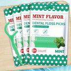 Mint Flavor Dental Floss Picks 300 600 Count Disposable PE Floss Sticks Upgraded Thinner Stronger Plaque Removal Travel Oral Care Fresh Breath