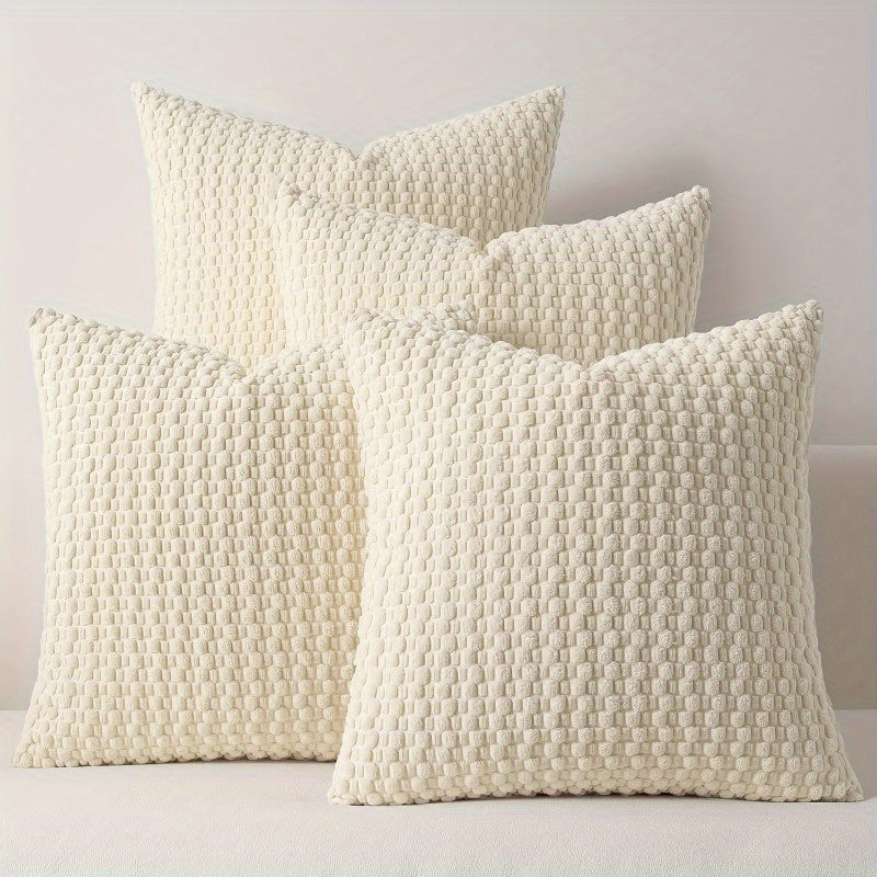 Velvet Cushion Covers – Set of 4 Soft Double-Sided Modern Throw Pillow Covers for Sofa, Couch, Bed & Chair, Machine Washable Decorative Pillowcases for Living Room & Bedroom