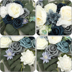 Artificial Wedding Arch Flower Garland Set with Peonies & Eucalyptus, Faux Floral Swag for Wedding Backdrop, Party, Bridal Shower, Mother's Day & Valentine's Day Decoration, Pink or Blue White