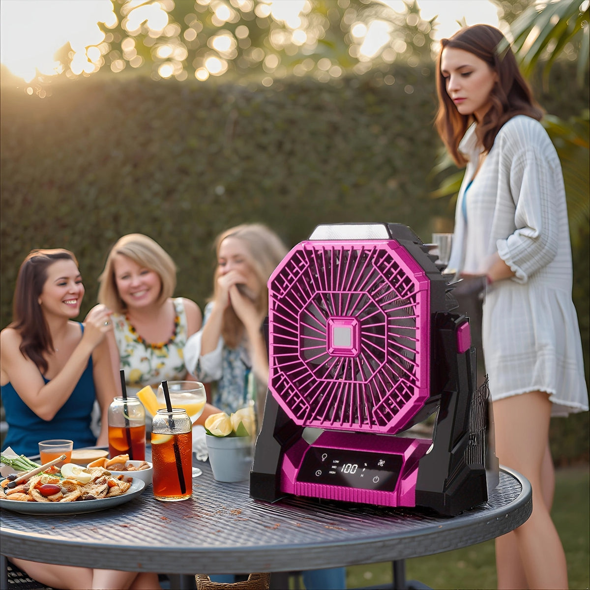 20000mAh USB Rechargeable Compact Fan with LED Light, Digital Display & Emergency Charging – Tent Hook Included, Portable Fan for Camping, Office, Gym & Home