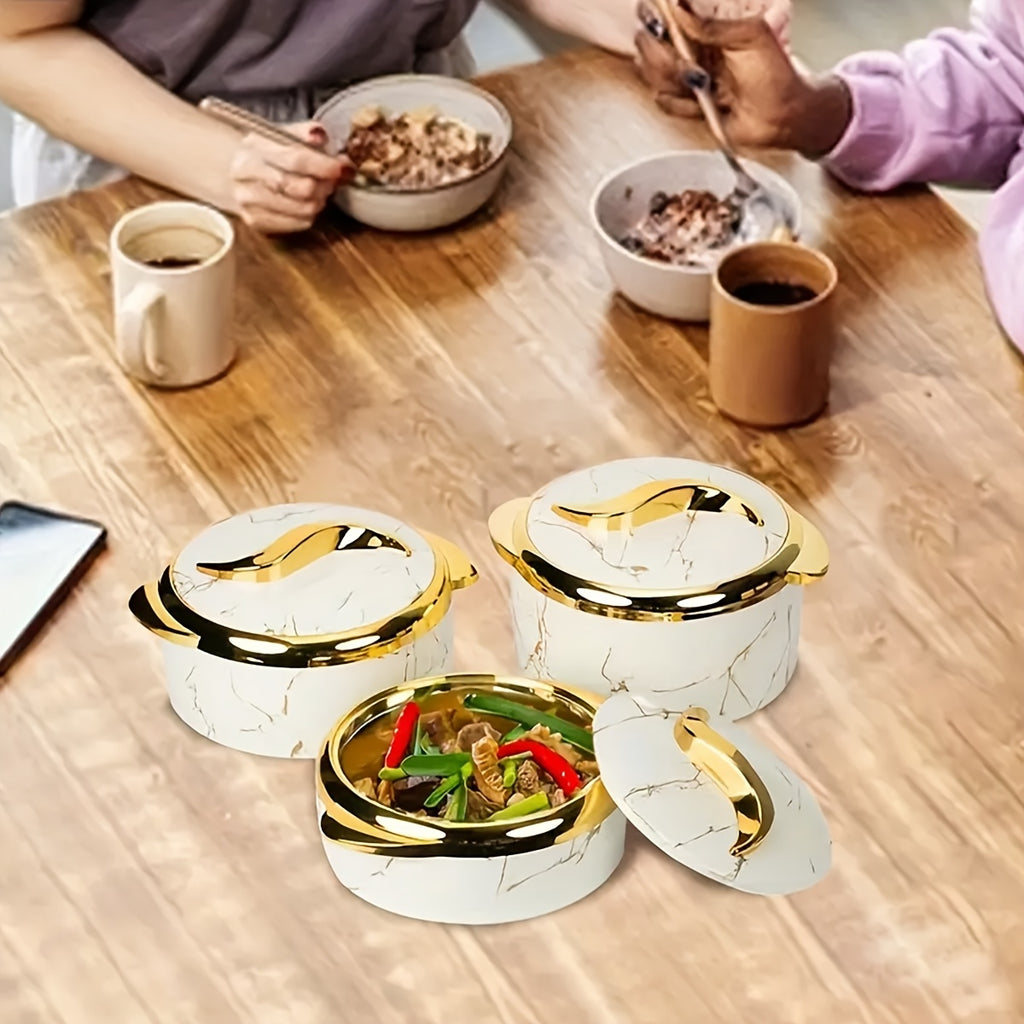 Insulated Thermal Casserole Dish Set with Lids 3-Piece – Stainless Steel Hot & Cold Food Warmer for Buffets, Hot Pot, Family Gatherings & Potlucks – 5 Colors