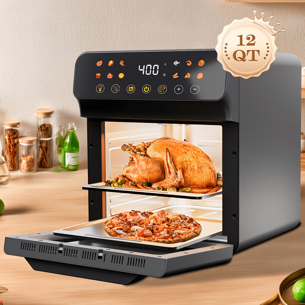 Large Capacity Air Fryer 6QT & 12QT with Visual Window Smart Auto-Cook Anti-Scald Handle for Chicken Fish and More