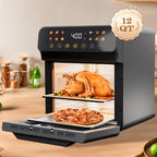 Large Capacity Air Fryer 6QT & 12QT with Visual Window Smart Auto-Cook Anti-Scald Handle for Chicken Fish and More