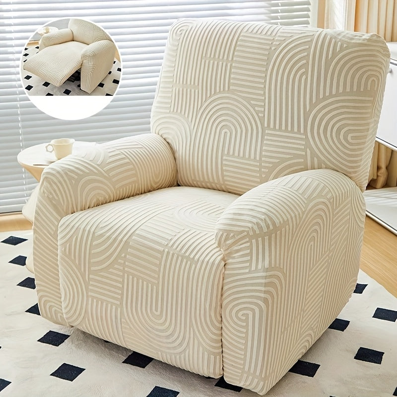 Elastic Jacquard Recliner Chair Cover Single Seat – Stretch Armchair Slipcover Furniture Protector for Living Room Bedroom Office, 6 Colors (Pink Blue Green Camel Gray Beige)