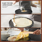 Electric Crepe Maker 12 Inch Nonstick Pancake Griddle 1000W with Precise Temperature Control - Includes Batter Spreader & Spatula for Crepes, Eggs, Omelets, Quesadillas, Hash Browns - Home Kitchen
