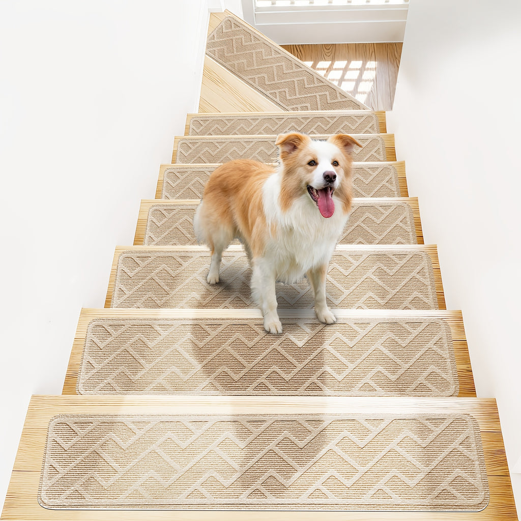 Non-Slip Stair Treads Self-Adhesive 4mm TPR Stair Mats for Hardwood Floors Indoor Stairs Carpet Pads 6pcs or 15pcs Set