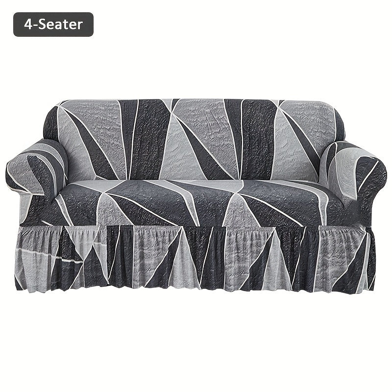 Printed Skirt Sofa Slipcover 1pc - Elastic Pet Anti-Dirt All-Purpose Sofa Protection Cover for Living Room Home Decor Sofa Cushion Cover