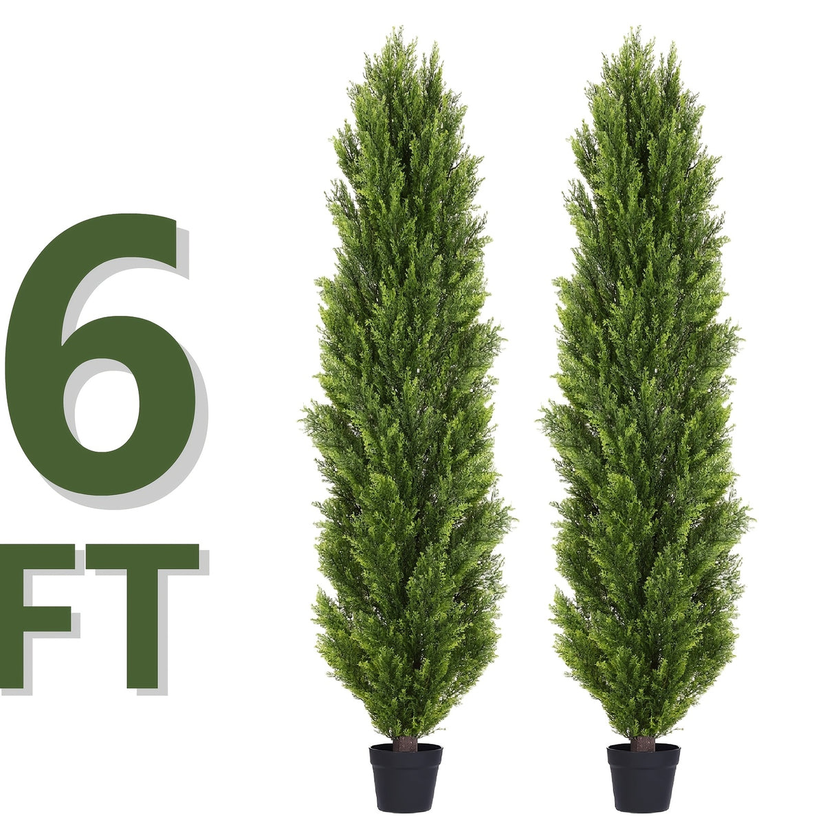 Artificial Pine Tree Set of 2 – Faux Greenery Shaped Christmas Trees for Indoor & Outdoor, Courtyard, Front Door & Holiday Decor
