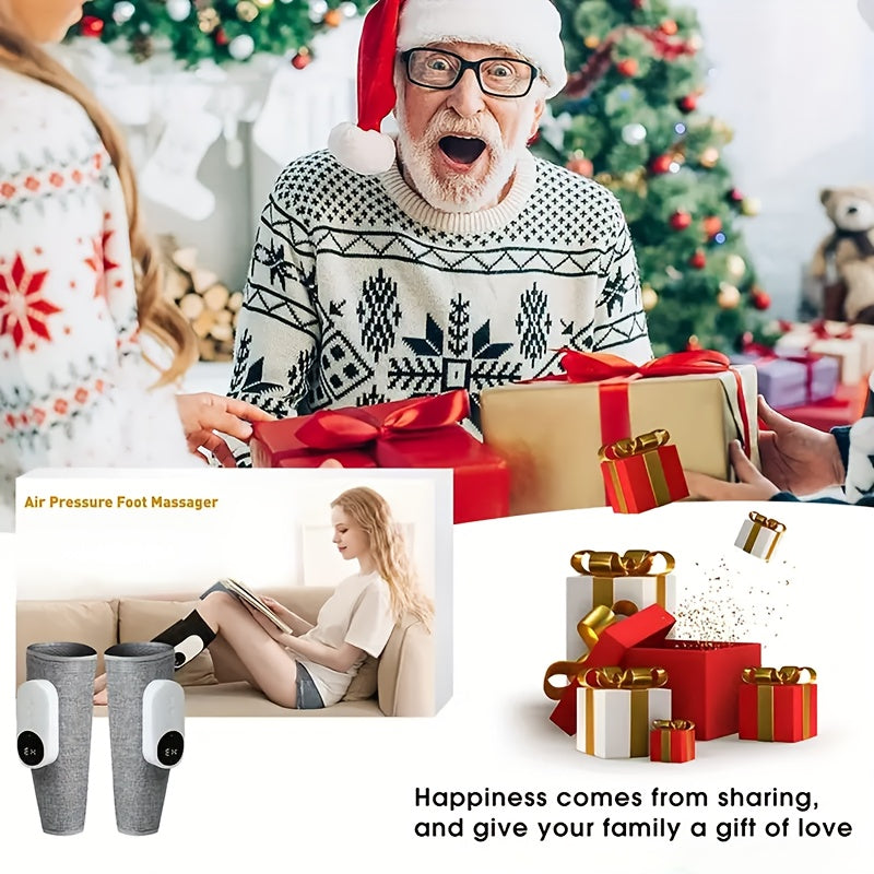 Cordless Air Compression Leg Massager Circular Calf Press 3 Intensities for Feet Legs Thighs Knees Easy to Use Gray Gift for Mom Dad