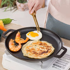Cast Iron Pizza Pan 6-Piece Set – 11-Inch Pre-Seasoned Griddle for Oven, Stovetop, Grill & Campfire | Multi-Purpose Round Cast Iron Baking Pan for Pizza, Bread & More