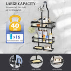 Hanging Shower Rack 5-Piece Set with Soap Holder, Towel & Bathrobe Hook | No-Drill Rust-Proof Adjustable Shower Caddy for Bathroom Storage