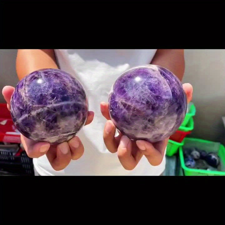 Natural Brazilian Crystal Ball Deep Purple 1.7 Lb – Bohemian Style Polished Stone Desktop Decoration for Home & Office, Valentine's Day Gift, Carnival & Holiday Decorative Ornament