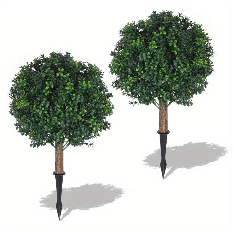 Artificial Topiary Boxwood Balls Set of 2 – 21 Inch UV-Resistant Faux Boxwood Shrubs for Indoor Outdoor Garden Yard Porch Courtyard Entryway Home Decor Living Room Bedroom Accent Plants