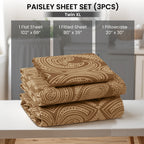 Paisley Bed Sheet Sets Queen King Twin Full Cal King – Soft Brushed Microfiber Deep Pocket Fitted Sheet & Pillowcases, Wrinkle Free