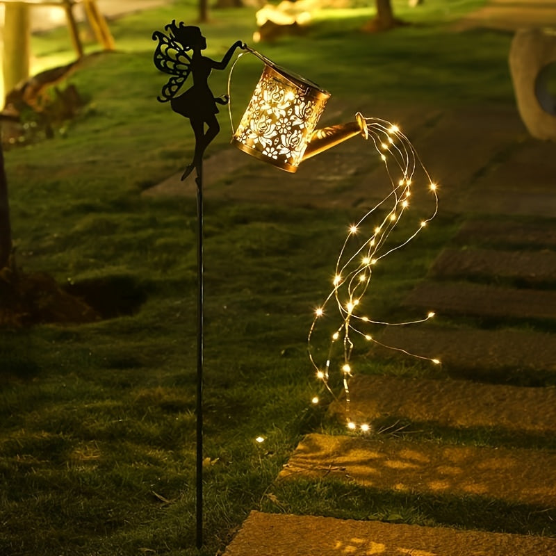 Solar Fairy Watering Can Light with String Lights – Vintage Metal Outdoor Garden Lamp, 600mAh Battery, Auto Dusk-to-Dawn, Portable Pathway & Patio Decor Light for Lawn & Garden, White or Colorful