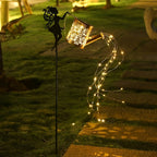 Solar Fairy Watering Can Light with String Lights – Vintage Metal Outdoor Garden Lamp, 600mAh Battery, Auto Dusk-to-Dawn, Portable Pathway & Patio Decor Light for Lawn & Garden, White or Colorful