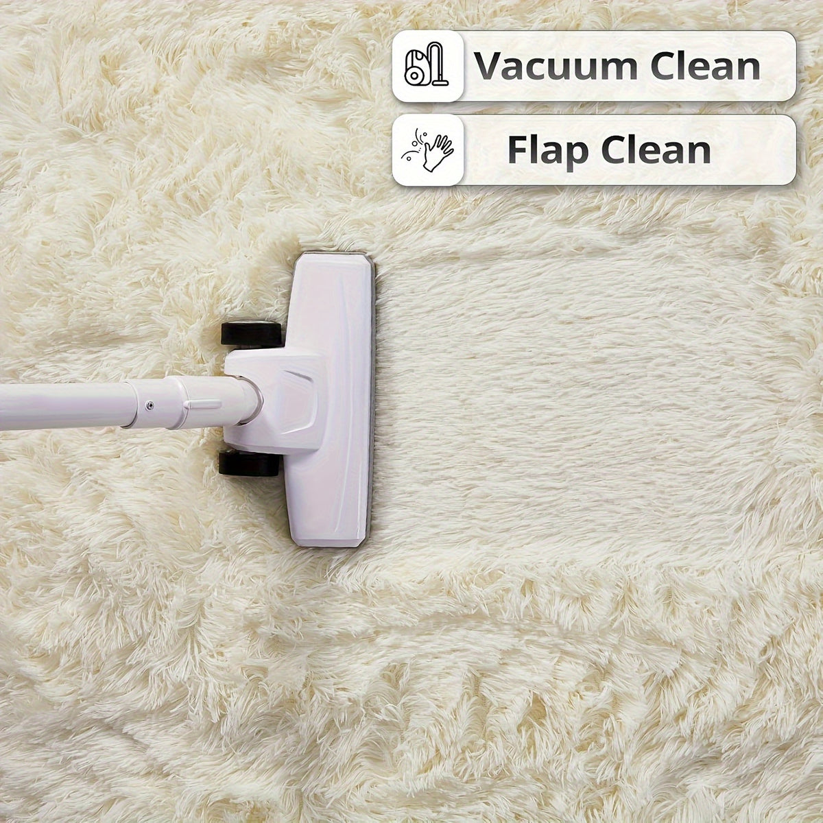 Fluffy Shag Area Rug for Living Room & Bedroom – Soft Non-Slip Plush White Carpet, Cozy Modern Indoor Shaggy Floor Mat, 4x6 5x7 6x9 8x10 ft Large Home Decor Rug