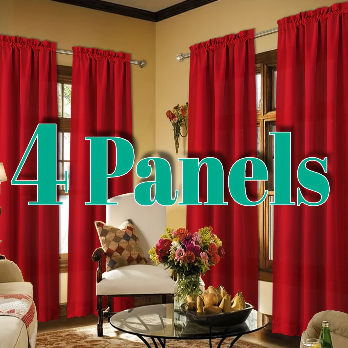 Light Filtering Curtains 4 Panels Solid Color Rod Pocket – Soft Brushed Sheer Window Drapes for Living Room Bedroom Office, 8 Sizes 10 Colors