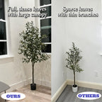 Tall Artificial Olive Tree 5/6/7FT Thick Trunk Indoor Faux Olive Plant with Lush Leaves & Berries for Living Room, Kitchen & Home Decor, Spring Summer Decoration