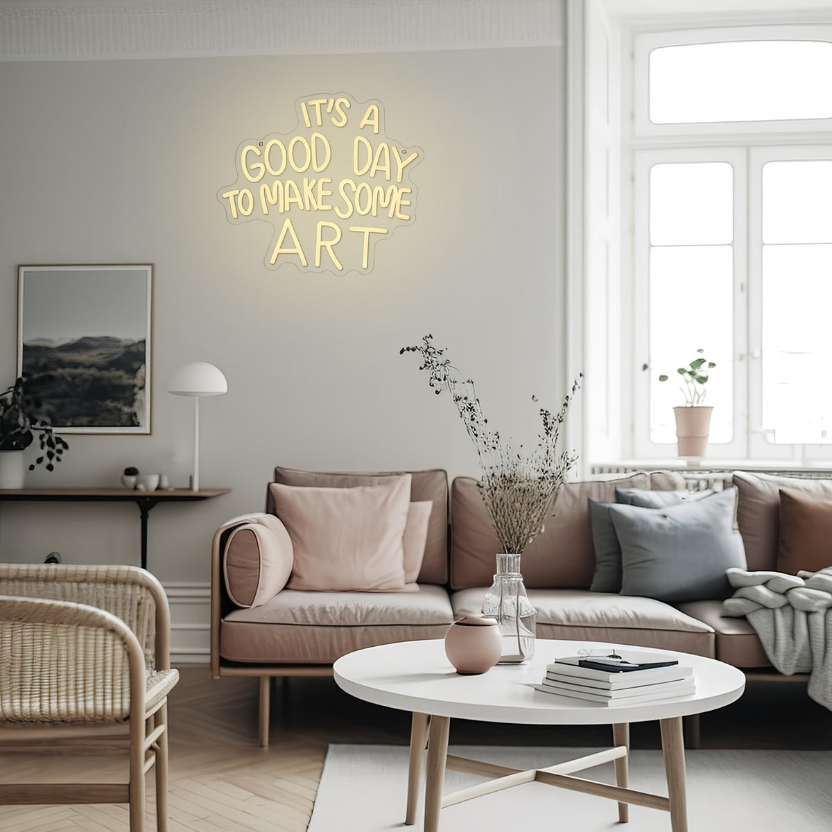 LED Neon Sign "Today Is a Great Day for Creating Art" – Dimmable Artistic Neon Light for Study Room, Classroom, Living Room & Home Decor – Inspirational Wall Sign Gift