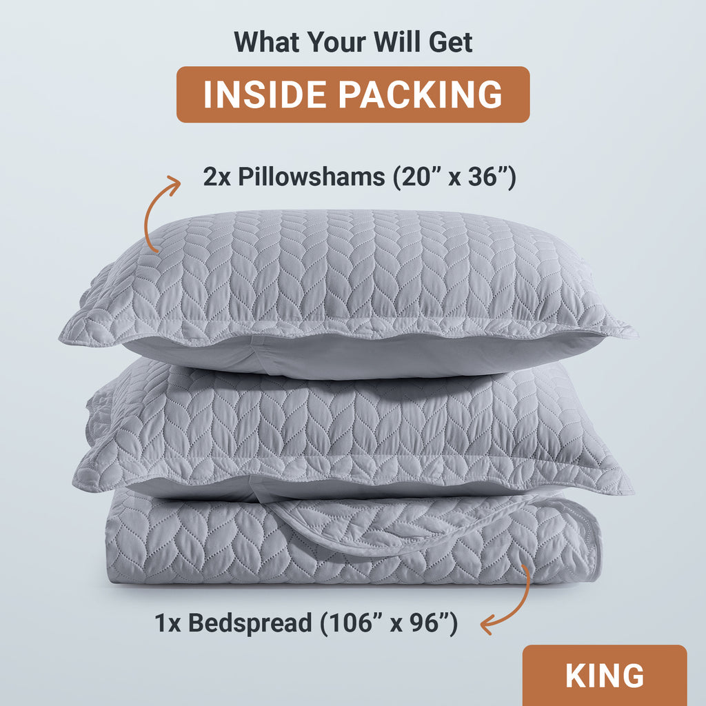 Microfiber Quilt Bedspread Set All Season Lightweight – Soft Breathable Quilted Coverlet Twin Full Queen King 16 Colors Machine Washable