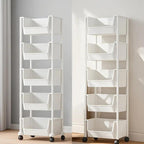 5-Tier Plastic Storage Rack with Lid & Hooks – Heavy-Duty Floor Standing Shelf Organizer for Kitchen, Entryway, Shoes, Books, Pots & Pans