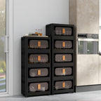 Collapsible Storage Locker with Locking Wheels – 4/5 Tier Double Door Plastic Bin Organizer, Stackable Space-Saving Storage Cabinet for Closet, Dorm, Office, Garage, Bedroom & Gym