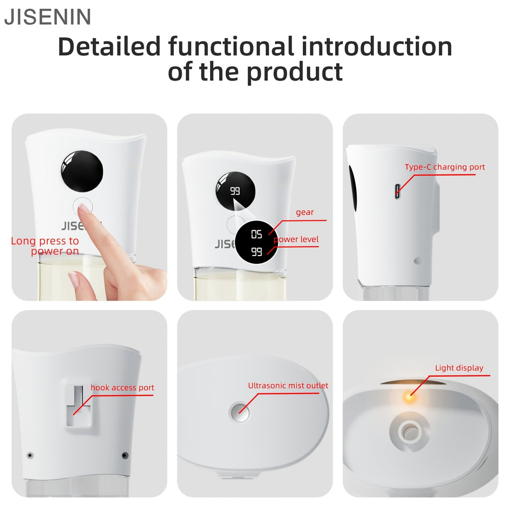 Aromatherapy Essential Oil Diffuser Humidifier 2000mAh Rechargeable Battery 6 Mist Settings 7 Color LED Waterless Auto-Off Bedroom Large Room Home Fragrance