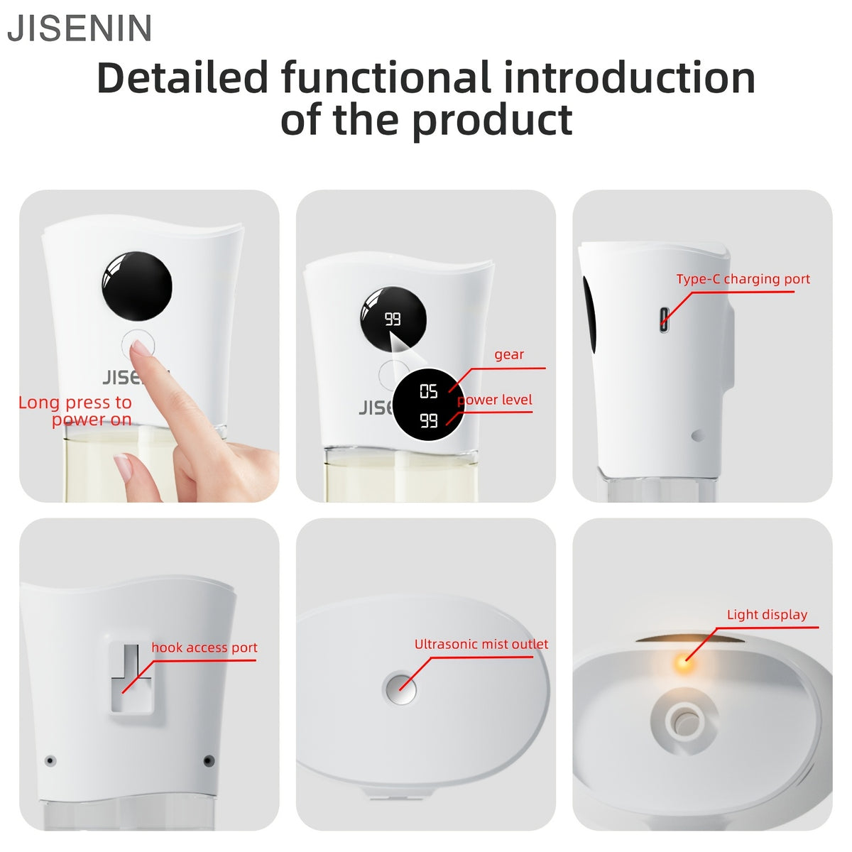 Aromatherapy Essential Oil Diffuser Humidifier 2000mAh Rechargeable Battery 6 Mist Settings 7 Color LED Waterless Auto-Off Bedroom Large Room Home Fragrance