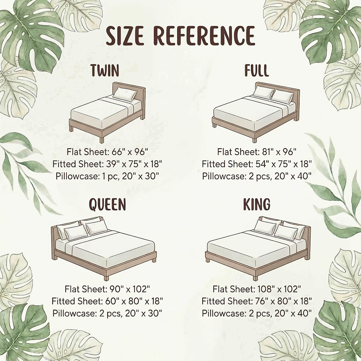 Bamboo Fiber 4-Piece Bedding Set Hypoallergenic Temperature Regulating Deep Pocket - Wrinkle Free All Season Bed Set Twin Full Queen King 12 Colors